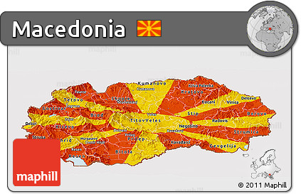 Flag Panoramic Map of Macedonia, flag rotated
