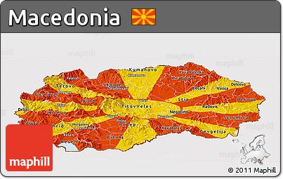 Flag Panoramic Map of Macedonia, flag rotated