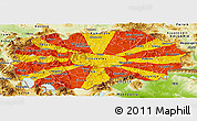Flag Panoramic Map of Macedonia, physical outside, flag rotated