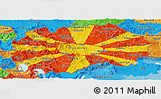 Flag Panoramic Map of Macedonia, political outside, flag rotated