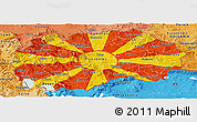 Flag Panoramic Map of Macedonia, political shades outside