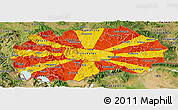 Flag Panoramic Map of Macedonia, satellite outside, flag rotated