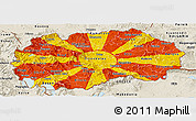 Flag Panoramic Map of Macedonia, shaded relief outside