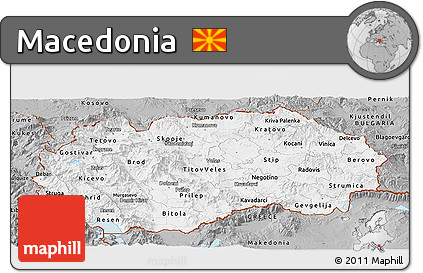 Gray Panoramic Map of Macedonia