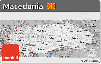 Gray Panoramic Map of Macedonia