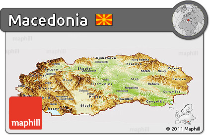 Physical Panoramic Map of Macedonia, cropped outside