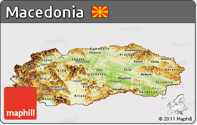 Physical Panoramic Map of Macedonia, cropped outside