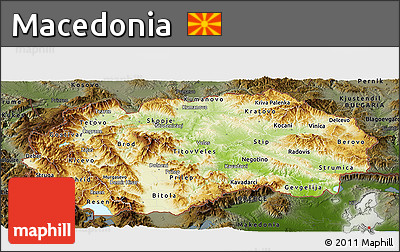 Physical Panoramic Map of Macedonia, darken