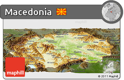 Physical Panoramic Map of Macedonia, darken