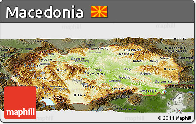 Physical Panoramic Map of Macedonia, darken