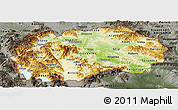 Physical Panoramic Map of Macedonia, darken, semi-desaturated