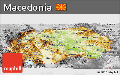 Physical Panoramic Map of Macedonia, desaturated