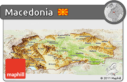 Physical Panoramic Map of Macedonia, lighten