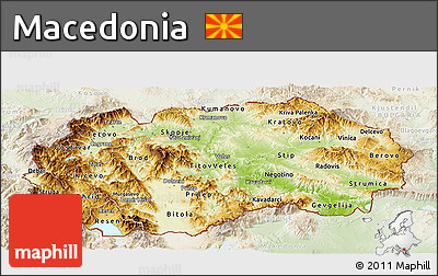Physical Panoramic Map of Macedonia, lighten