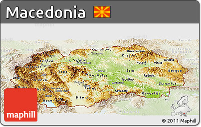 Physical Panoramic Map of Macedonia, lighten