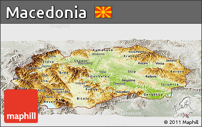 Physical Panoramic Map of Macedonia, lighten, semi-desaturated