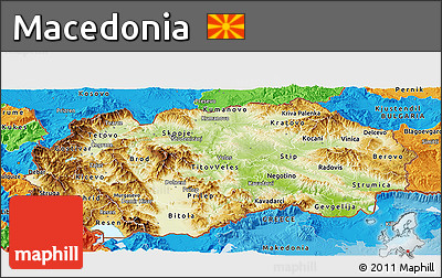 Physical Panoramic Map of Macedonia, political outside
