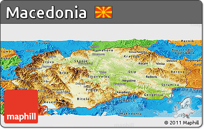 Physical Panoramic Map of Macedonia, political outside