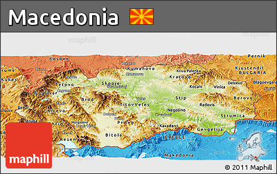 Physical Panoramic Map of Macedonia, political shades outside