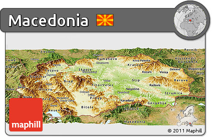 Physical Panoramic Map of Macedonia, satellite outside