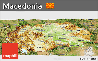 Physical Panoramic Map of Macedonia, satellite outside