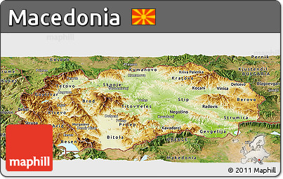 Physical Panoramic Map of Macedonia, satellite outside