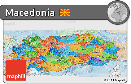 Political Panoramic Map of Macedonia, lighten