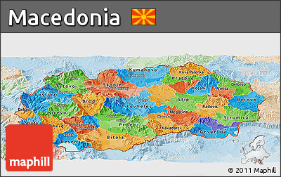 Political Panoramic Map of Macedonia, lighten