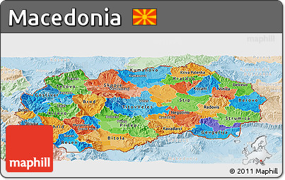 Political Panoramic Map of Macedonia, lighten