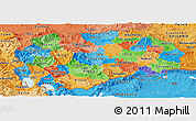 Political Panoramic Map of Macedonia, political shades outside