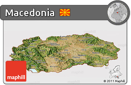 Satellite Panoramic Map of Macedonia, cropped outside