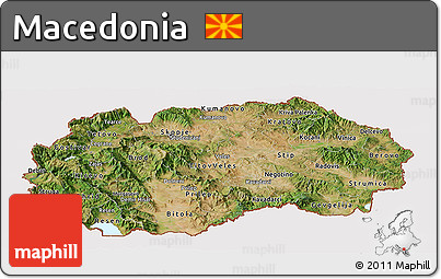 Satellite Panoramic Map of Macedonia, cropped outside
