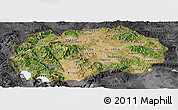 Satellite Panoramic Map of Macedonia, darken, desaturated