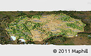 Satellite Panoramic Map of Macedonia, darken