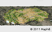 Satellite Panoramic Map of Macedonia, darken, semi-desaturated