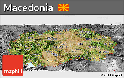 Satellite Panoramic Map of Macedonia, desaturated