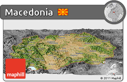 Satellite Panoramic Map of Macedonia, desaturated