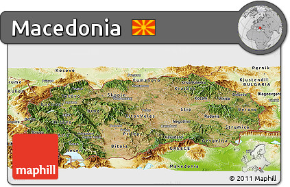 Satellite Panoramic Map of Macedonia, physical outside
