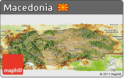 Satellite Panoramic Map of Macedonia, physical outside