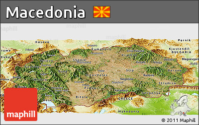 Satellite Panoramic Map of Macedonia, physical outside
