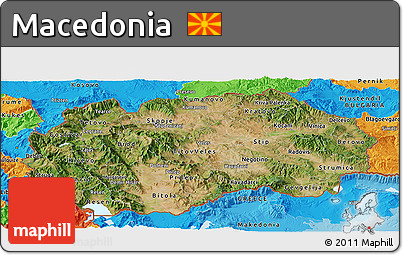 Satellite Panoramic Map of Macedonia, political outside