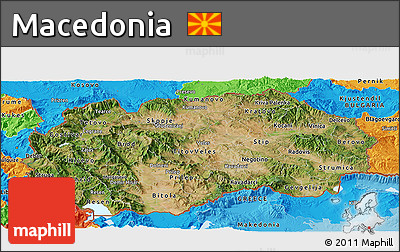 Satellite Panoramic Map of Macedonia, political outside