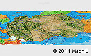 Satellite Panoramic Map of Macedonia, political outside
