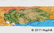 Satellite Panoramic Map of Macedonia, political shades outside