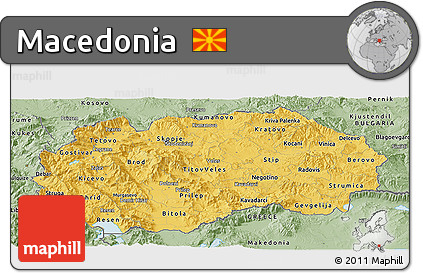 Savanna Style Panoramic Map of Macedonia