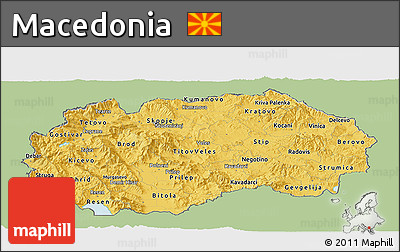 Savanna Style Panoramic Map of Macedonia, single color outside