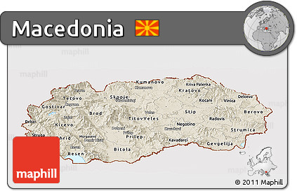 Shaded Relief Panoramic Map of Macedonia, cropped outside