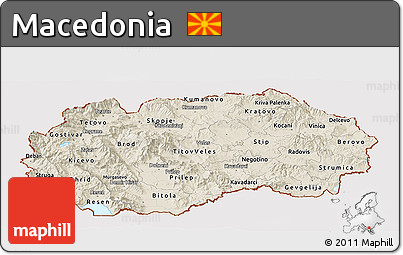 Shaded Relief Panoramic Map of Macedonia, cropped outside