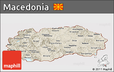 Shaded Relief Panoramic Map of Macedonia, cropped outside