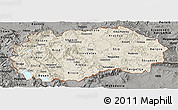 Shaded Relief Panoramic Map of Macedonia, darken, semi-desaturated